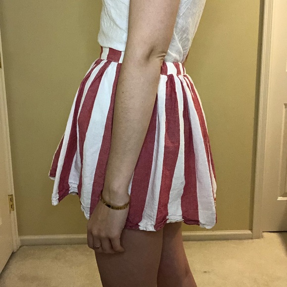 American Apparel Pink White Striped Circle Skirt - Picture 2 of 6